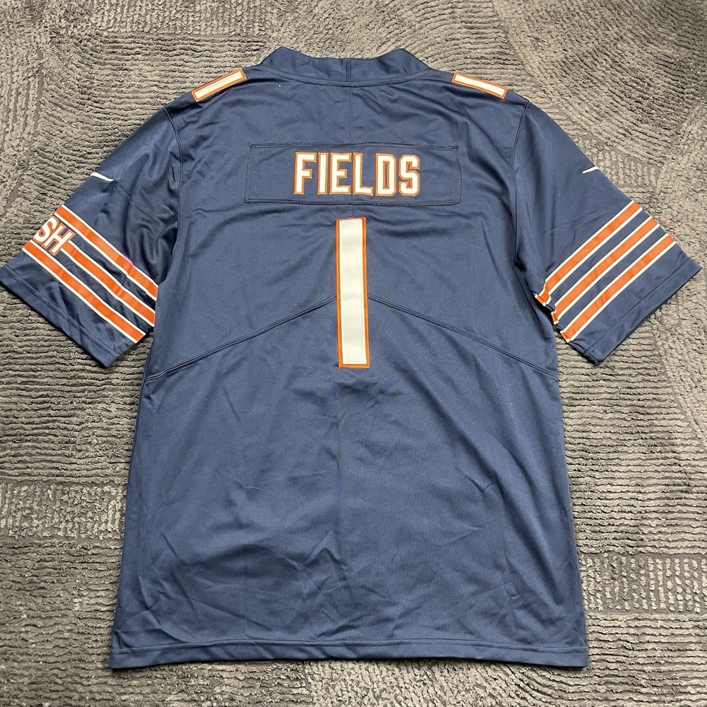 Nike Chicago Bears Men's Medium Justin Fields #1 NFL Jersey Navy Blue Orange